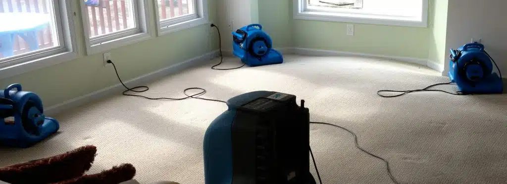Professional water damage restoration process